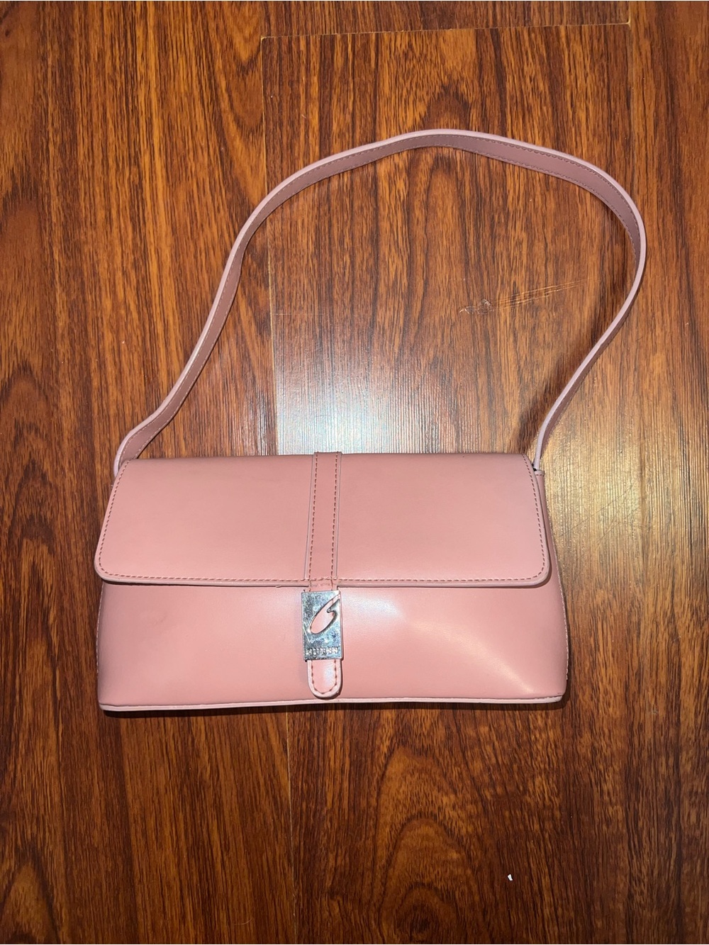 Guess Blush Pink Shoulder Bag with Silver Hardware
